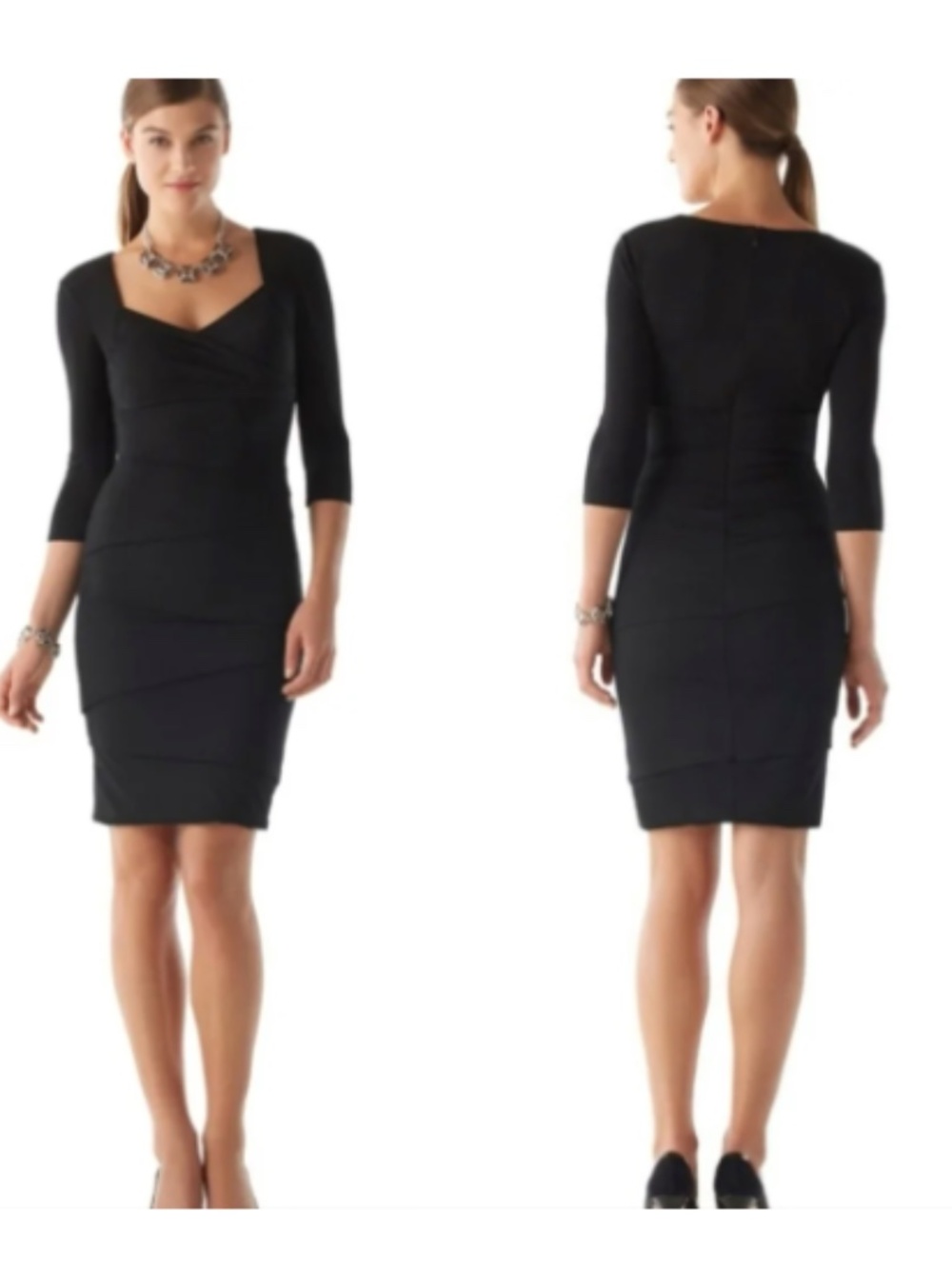 White House Black Market "NEW" Instantly Slimming Tiered Cocktail Dress Size 12